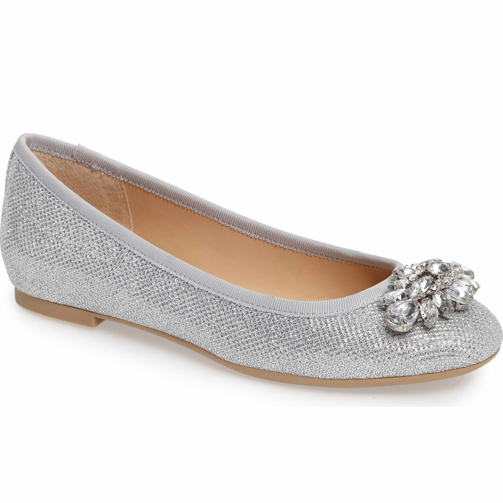 Badgley Mischka Jewel Bridal Embellished Flats Shoes Size 8.5 NWT